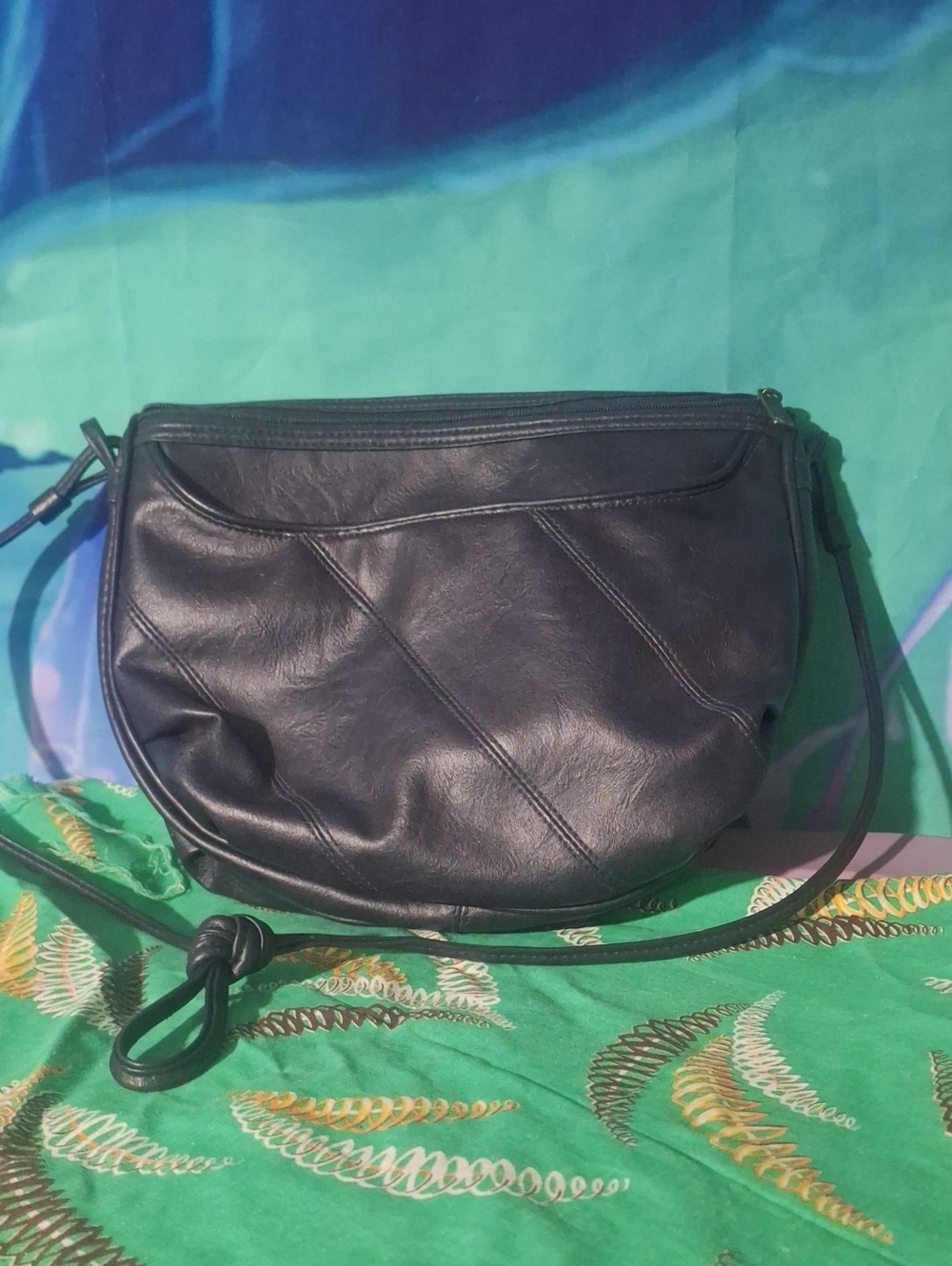 Pacific Connections Black Leather Crescent Crossbody